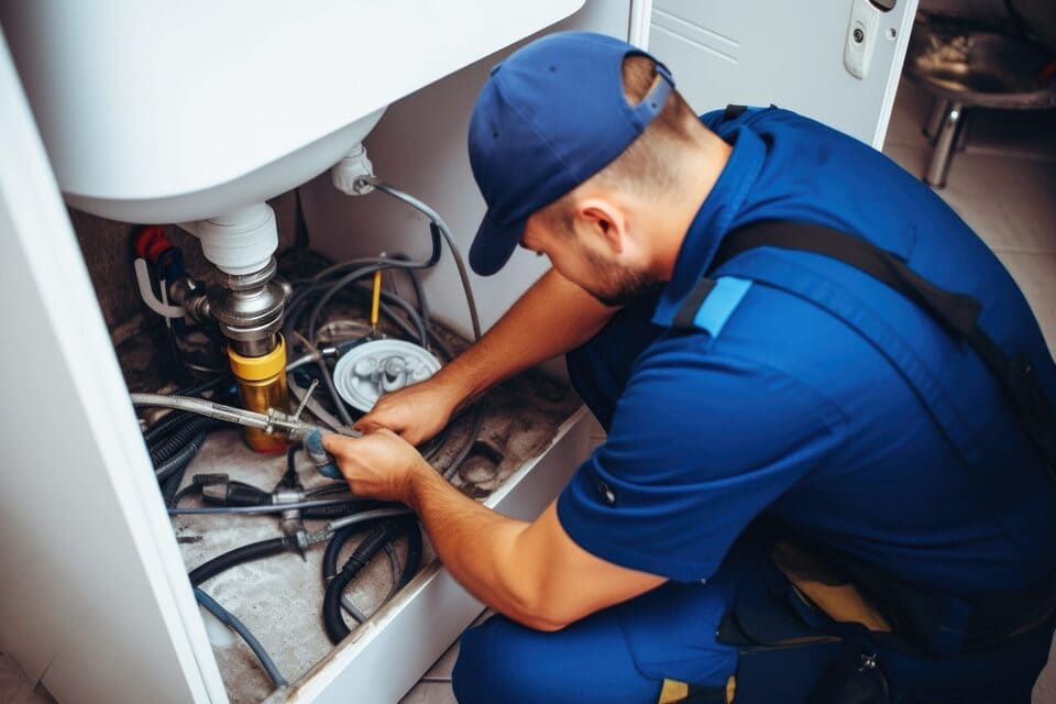 Dépannage de plomberie en cours