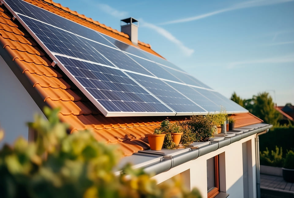 Pose de panneaux solaires sur une toiture en tuile