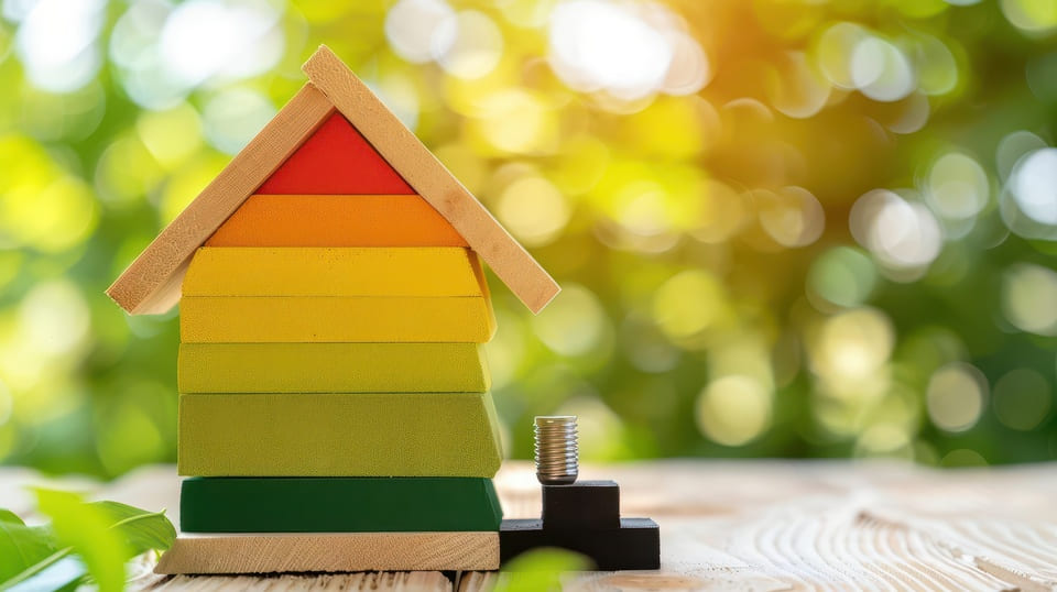 Petite maison en bois symbolisant les classes énergétiques